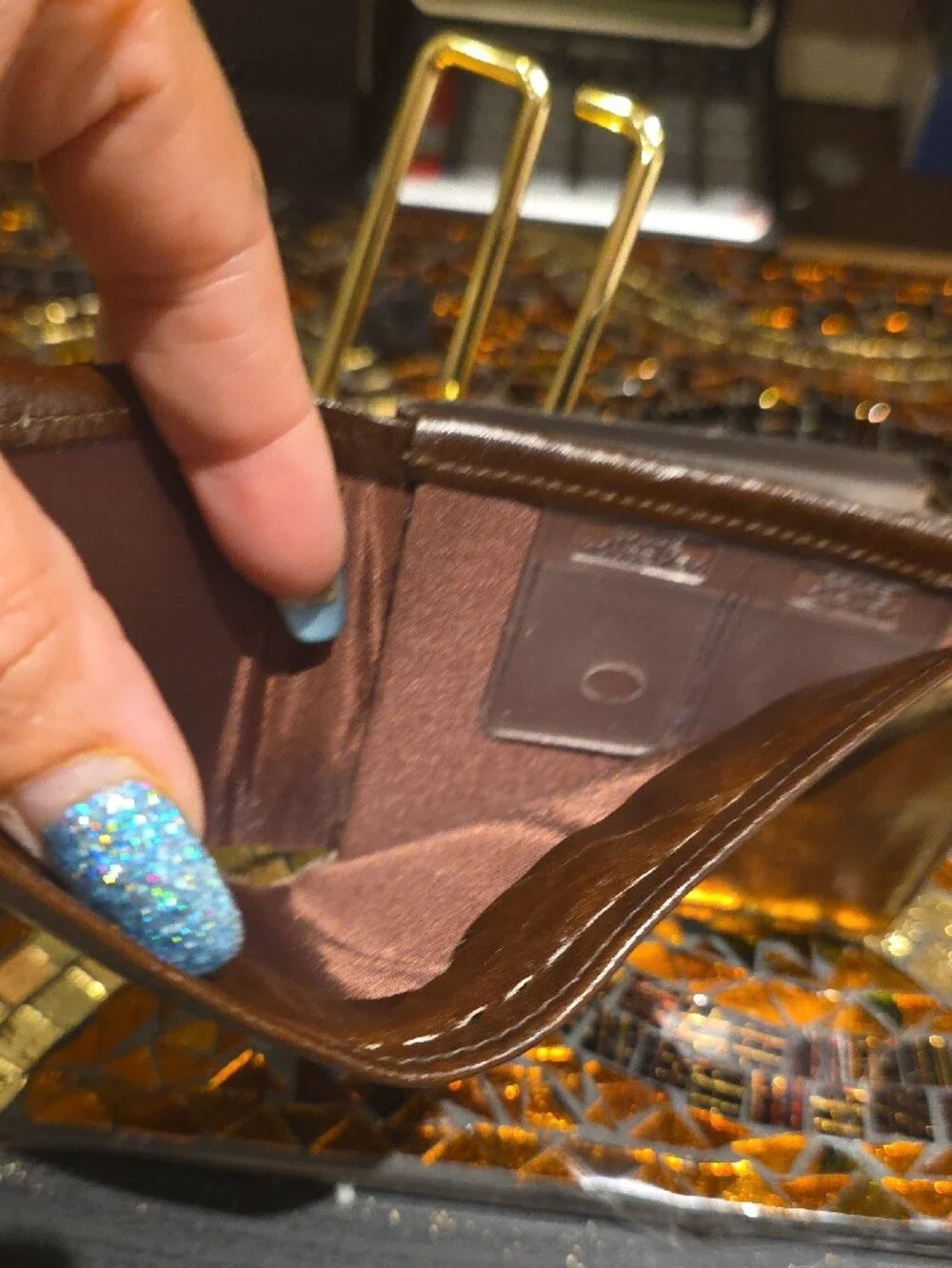 Vintage Brown Leather Money Clip with Gold Accent